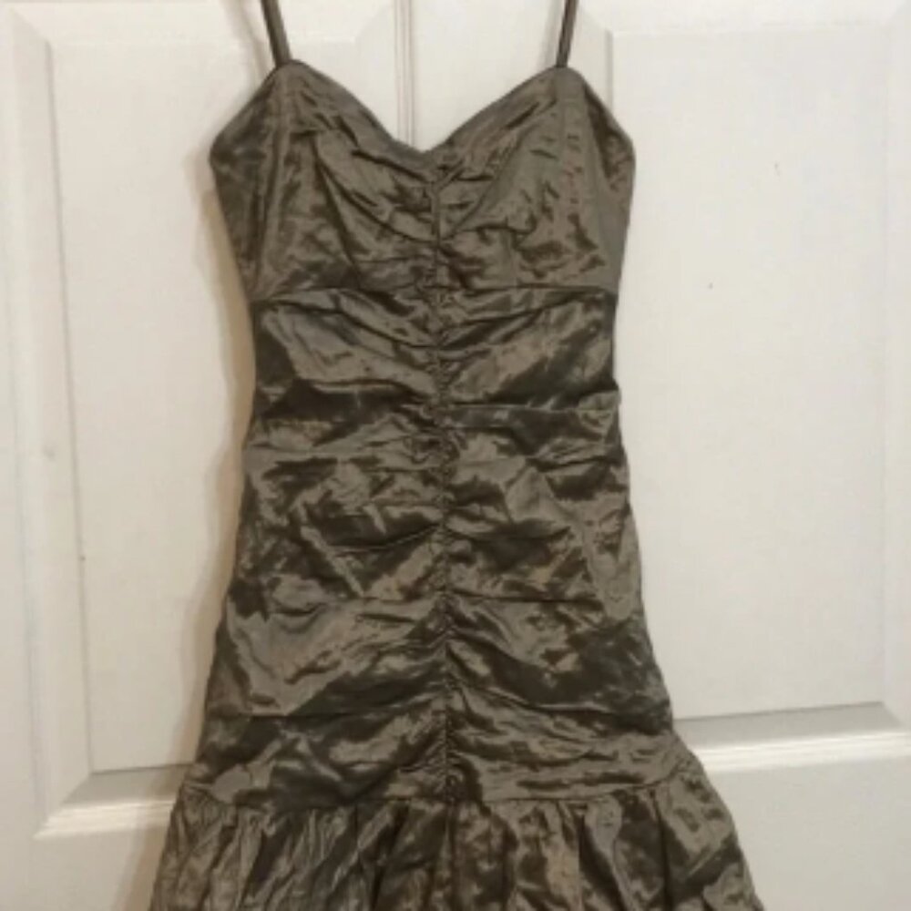 BCBG Maxazria gold cocktail dress